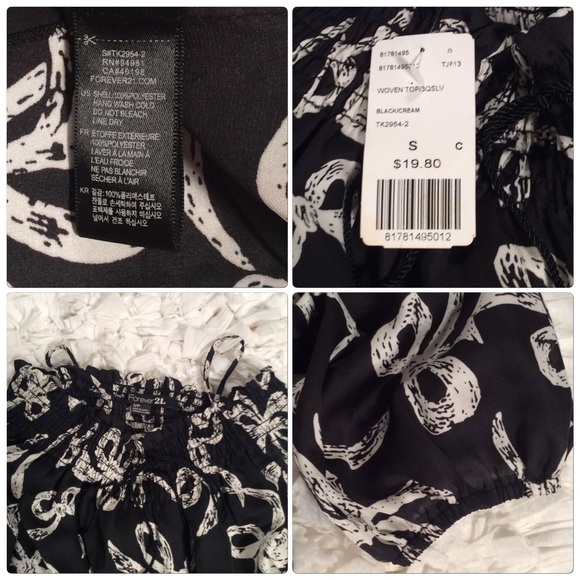 Short Sleeved Elastic Waist Bow Blouse CUTE! 🎀 - Picture 4 of 4